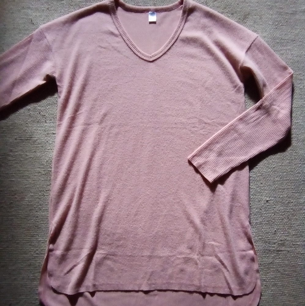 NWOT Pink Ribbed Long Sleeve Tunic Top Sz L